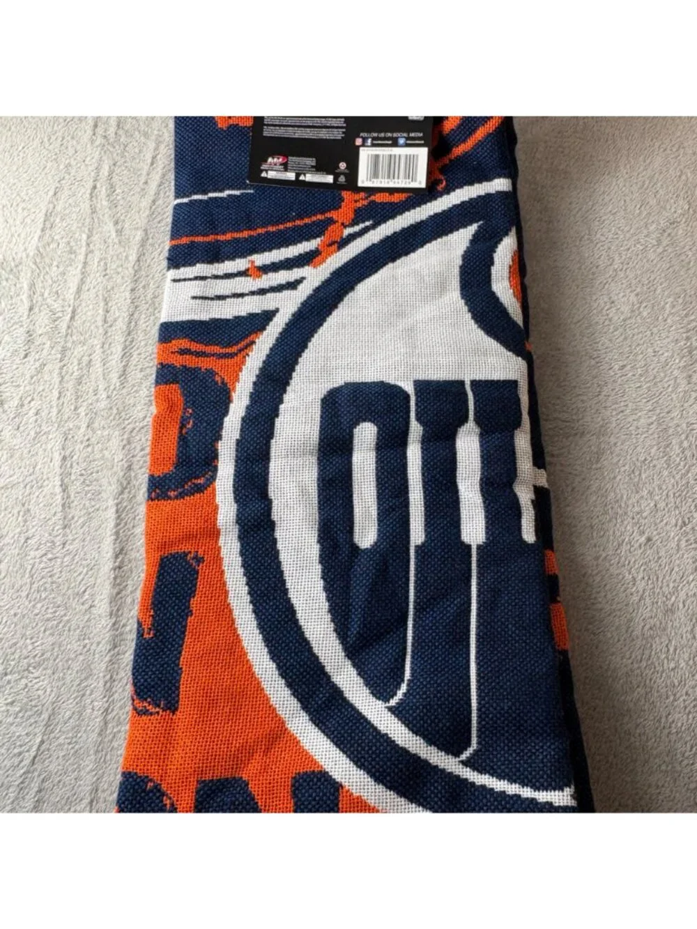 NHL Houston Oilers Throw Blanket Jaquard Fringe Blue Orange 46 x 59 Northwest